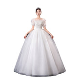 French Wedding Dress 2026 New Spring Short-Sleeved White Bridal Court Style Dream Thin Wedding Dress HZ0517