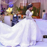 2026 New Main Wedding Dress African Bride Lace Long Sleeve Tail Wedding Dress HZ0517
