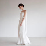 Temperament Breast Folded Light Wedding Dress Shoot Niche Lawn Wedding Simple Main Wedding Dress Engagement Certificate Elegant White Yarn HZ0517