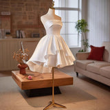 New Light Wedding Dress Bridal Temperament Engagement Dress Birthday Banquet Small White Brat Short Dress HZ0517