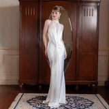 French Travel Photography Bride Out Of The Yarn 2026 New New Year New Yo-Yo French Retro Show Shoulder Dress HZ0517