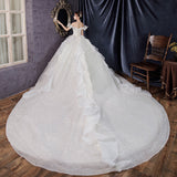 Temperament Main Wedding Dress Mori 2026 New Small Bridal Big Tail Super Fairy Starry Sky Word Shoulder Dream W36 HZ0517