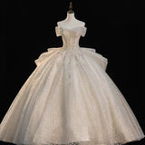 One-Word Shoulder Wedding Dress 2025 New Bridal Main Yarn Small French High-End Texture Drag High-End Fugitive Princess HZ0517