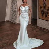 High-End Wedding Dress White Temperament Long Sleeve 2026 New Body-Repair Fishtail Birthday Dress African Beauty Sexy Woman HZ0517