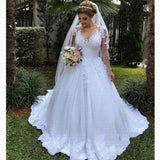 Wedding Dress 2026 New Deep V Long-Sleeved Lace Thin Fashion Bridal Tailed Wedding Dress HZ0517