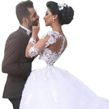 2026 New Long-Sleeved Lace Collar Wedding Dress Ponve Yarn Retro Court Dress HZ0517