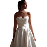 French Court Denstalted Bra Wedding Dress Thin Simple A Tug-Tail Princess Travel Paternal Bridal Bridal Wedding Dress Fairy 0 HZ0517