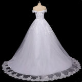 One-Word Shoulder Lace Wedding Dress 2026 New Main Wedding Dress Fairy Dream Tail Bride Wedding Dress HZ0517