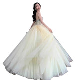 One-Word Shoulder Braed Evening Dress Woman 2025 New Banquet Host Performance Dinner Party Art Exam Dress HZ0517