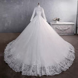 Long-Sleeved French Main Wedding Dress 2026 New Bridal Temperament Court Yarn Heavy Industry Starry Sky Drag-Tailed Main Wedding Dress HZ0517