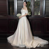 French Word Shoulder Light Wedding Dress 2026 New Bridal High-Quality Sensori Yarn Tail Welcome Dress Dress HZ0517