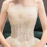 Light Wedding Dress 2026 New Temperament Tailed Bride Small Simple Breasts High-End Luxury High-End Dress HZ0517