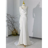 French-Style Densified Light Wedding Dress Bride Simple Niche High Sense Of Go Out White Bare Back Fishtail Engagement Dress Dress HZ0517