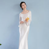 White Light Wedding Brigade Filming French Engagement Bride Wedding Toast Dress Dress HZ0517