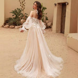 Light Wedding Dress 2026 New Retro Laceson Travel Outdoor Word Shoulder Bride Out Of The Fashion Of Fashion HZ0517