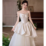 Dived French-Style Fascling Face Light Wedding Dress 2025 New Bridal Engagement Thin White Dress Exterior Welcome Yarn HZ0517