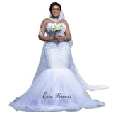 Luxury Large-Size A-Word Bridal Dress Lace Transparent Long-Sleeved Round-Neck Decals Pearl Beads Layered Wedding Dress 2026 HZ0517
