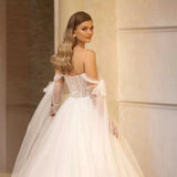 Wedding Wedding Dress 2025 New One-Word Shoulder Wedding Dress Lace Lace Tail Wedding Dress HZ0517