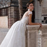 2026 New Dream Round Collar Showing Thin Fishtail Lace Wedding Dress White Bride Drag Two-Wearing Event HZ0517