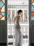 French-Style Seduced Face Light Wedding Dress Bride Simple Niche Twilight Yarn Feeling Engaged White Fishtail Dress HZ0517