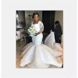 African Mermaid Bride Main Wedding Party Party Party Street Pat Dress Fish Tail Long Tail Wedding Dress HZ0517