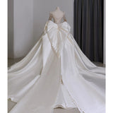 Long-Sleeved Main Wedding Dress 2026 New Bridal French Princess Big Tail Retro Court Style Heavy Industry Senior Sense Yarn HZ0517
