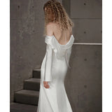 French Word Shoulder Fishtail Evening Dress Simple Fading Noodles Bridal Wedding Yarn Banquet Dress Dress Dress Woman HZ0517