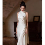 French Dress Sleeveless Long Dress White Fasting Light Wedding Dress Super Fairy Travel Korean Style Yarn Welcome Wedding HZ0517