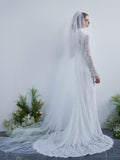 New French Retro Cheongsam Lace Long-Sleeved Fishtail Wedding Dress Elegant Church Wedding Yarn HZ0517