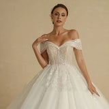 The Main Wedding Dress Of The Single-Word Shoulder Dress 2025 New Self-Repair Bride's Wedding Wedding Dress Go Out To The Yarn HZ0517