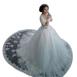 One-Word Shoulder Lace Dress 2025 New Mid-Rise Long-Necked White Adult Wedding Dress HZ0517