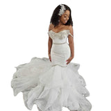 2026 Summer New African Wedding Dress Diamond Shoulder Mermaid Repair Strapd To Large Tail Wedding Dress HZ0517