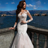 Wedding Dress Long Sleeves Sexy Slim Slim Fishtail Small Tail Bridal Main Wedding Dress Dress Dress Dress HZ0517