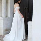 French Word Shoulder-Tailed Light Wedding Dress Bridal Certificate Registration Small White Dress Dress Short Group HZ0517