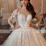 French Court Style Wedding Dress 2026 New Word Heavy Industry Women's Long-Sleeved Wedding Dress HZ0517