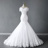 New 2026 Lace Women's Short-Sleeved Shoulder White Bridal Wedding Dress Dress Dress Dress Dress Dress HZ0517