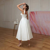 Wish Simple Elegant Sling Travel Wedding Dress Short Ribbon Wedding Dress HZ0517