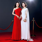 Banquet Evening Dress Female 2026 New White Host Dress Simple Generous Long Body Temperament Dress HZ0517