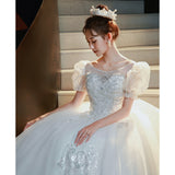 French Light Main Wedding Dress 2025 New Bridal Court Princess Style Small Wedding Dress Tail HZ0517