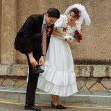 Light Wedding Dress 2026 New French Retro Hepburn Simple Lintami Bridal Yarn Dress Woman HZ0517