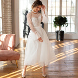 Wish New Lace Short Wedding Dress Long Sleeve Sexy Bare Back Wedding Dress HZ0517
