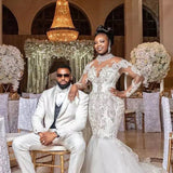 Wedding Dress African Bride Long Sleeve Lace Wedding Mermaid Dress Dress HZ0517