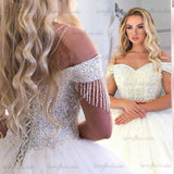 Overseas Warehouse Wedding Dress Long Tail Lace Collar Long Sleeves White Short Display Thin Tail Wedding Dress HZ0517