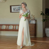 French Light Wedding Dress Super Fairy Bridal Wedding Wedding Yarn Court Hepburn Style Temperament Thin Evening Dress HZ0517