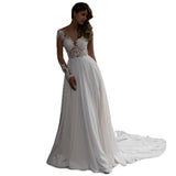 Long-Sleeved Wedding Dress 2026 New Bride Simple U-Neck Big Dew Back Shot Small Tail Lace Thin Object HZ0517