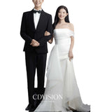 French Light Wedding Dress New Simple One-Shoulder Fish Tail Thin Sen Family Travel Photography Dream Bride Welcome Yarn HZ0517