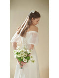 Mori's Wedding Dress Is A Word And Shoulder Repair To Go Out Yarn Chao Xian Travel Lawn Wedding Light Yarn Simple License Dress HZ0517