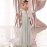 Tail Wedding Dress 2026 New Deep V-Neck Chiffon Dress Bare Back Sexy Wedding Dress HZ0517