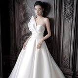 Korean-Style Densted Simple Light Wedding Dress New Small Bride Goes Out To Greet The Family HZ0517