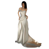 French Light Wedding Dress 2026 New Set Of Face One-Shoulder High-End Engagement Fishtail Evening Dress Super Fairy Travel Yarn HZ0517